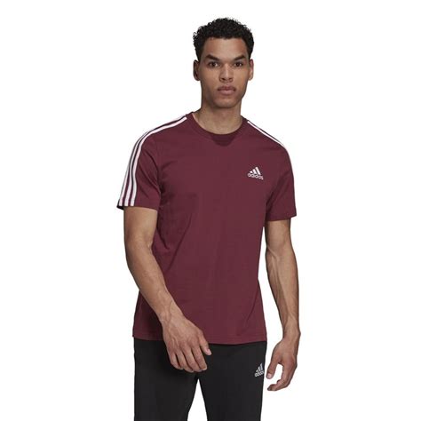 adidas herren t-shirt 3-stripes dunkel rot|rote T.